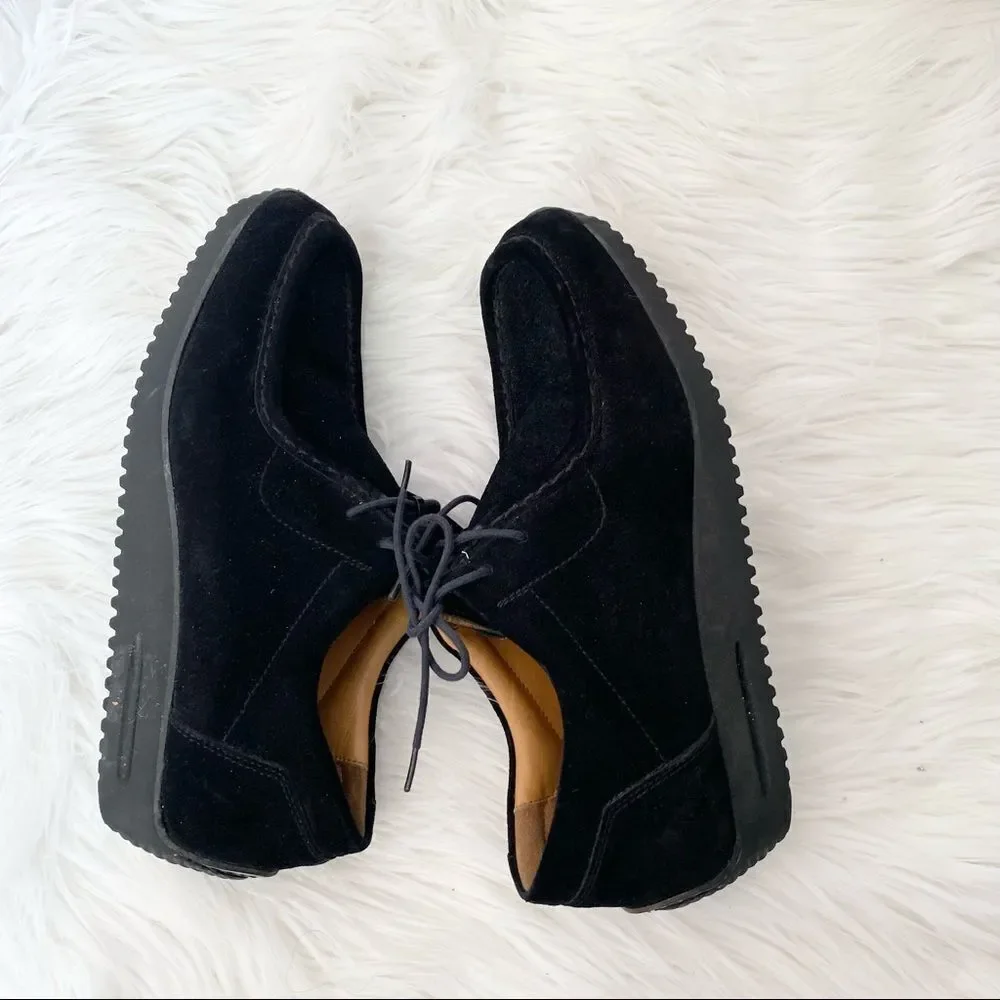 Bally Darly Suede Black Lace-Up Square Oxford Platform Shoes 7.5